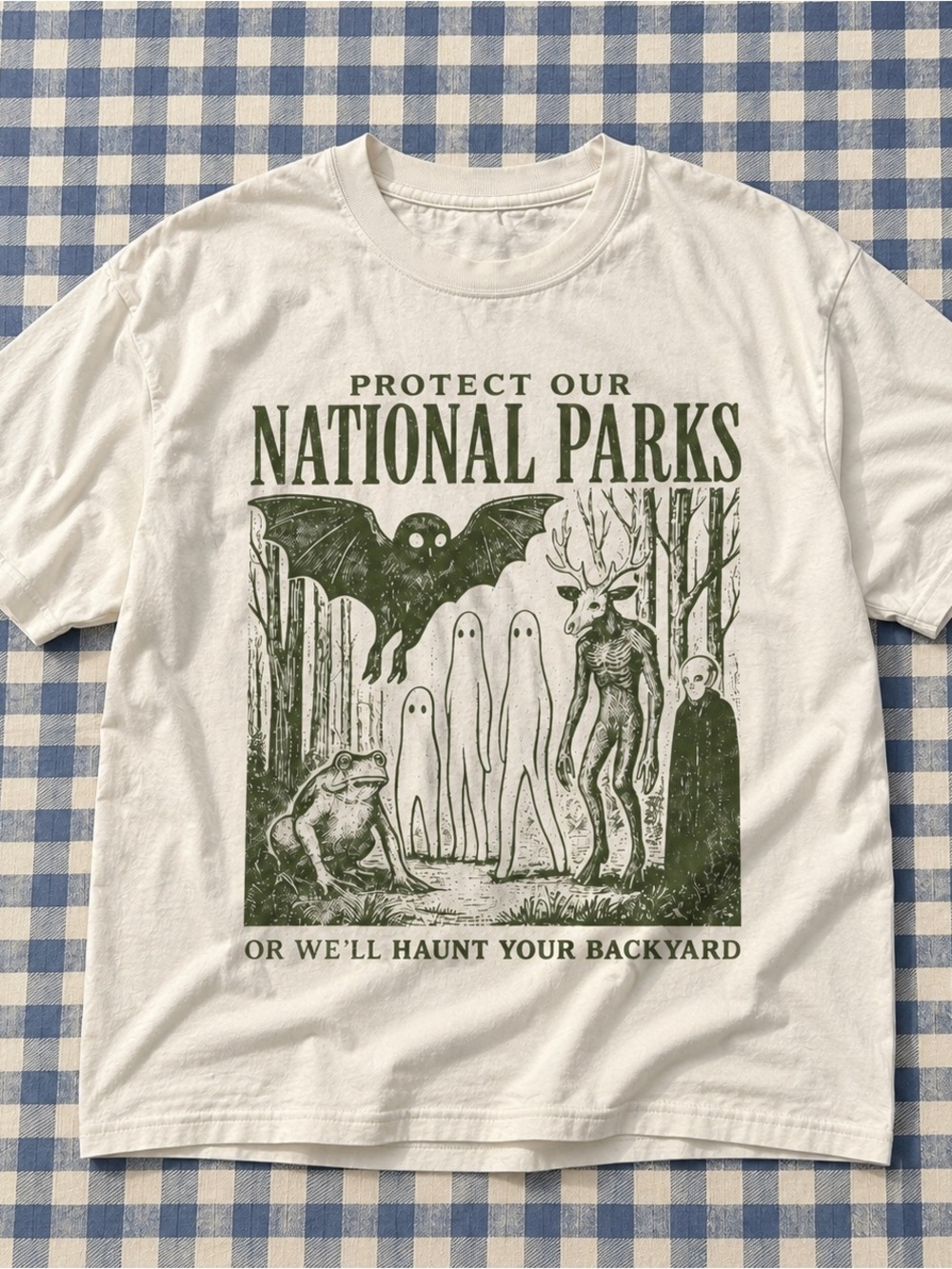 Gildan Protect Our National Parks Graphic Tee - Green on Off White